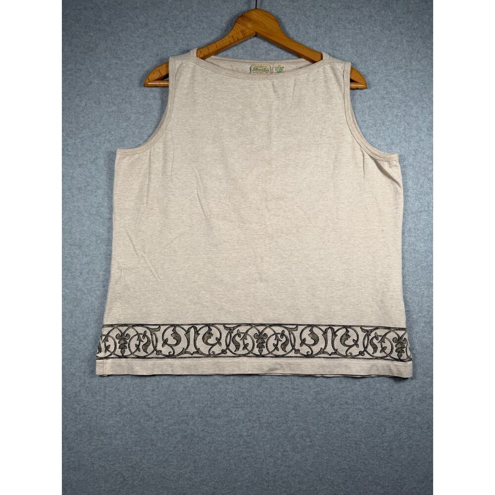 St. John’s Bay Beige Embroidered Border Tank Top Plus Size 2X 3864